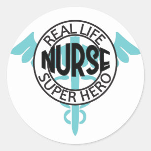 Sticker Rond Nurse Real Life Super Hero