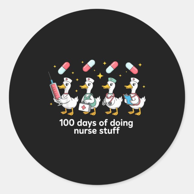 Sticker Rond Nurse Skeleton New Year Crew 2026 Funny Er Icu Par (Devant)