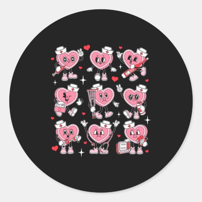 Sticker Rond Nurse Valentine Candy Heart Er Icu Nicu Rn Nurses  (Devant)