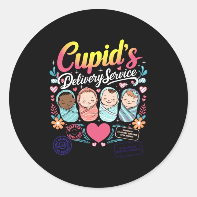 Sticker Rond Nurse Valentine Cuds Delivery Service Labor And  (Devant)