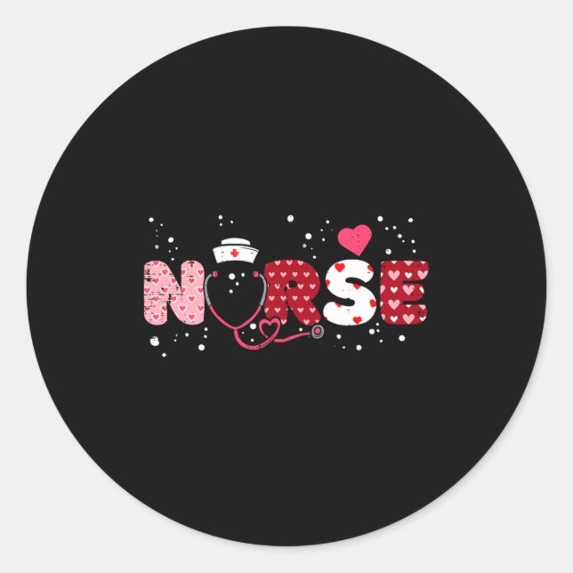 Sticker Rond Nurse Valentines Day Valentine Er Icu Nicu Rn Nurs (Devant)
