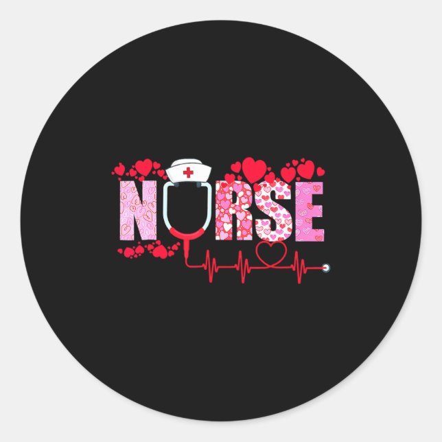 Sticker Rond Nurse Valentines Day Valentine Er Icu Nicu Rn Nurs (Devant)