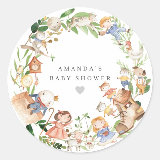 Sticker Rond Nursery Rhymes Baby Shower  (Devant)