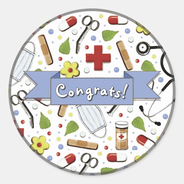 Sticker Rond Nursing School Graduation Congrats (Devant)