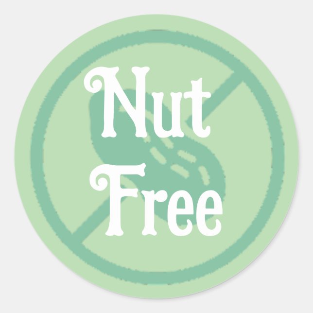 Sticker Rond Nut Free Allergy Warning Peanut, Cashew, Nuages (Devant)