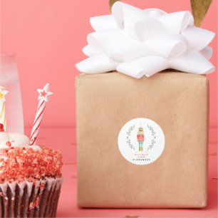 Sticker Rond Nutcracker aquarelle botanique joli Noël