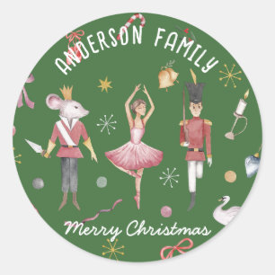 Sticker Rond Nutcracker Ballet Ballerina famille Noël Cadeau
