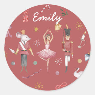 Sticker Rond Nutcracker Ballet Ballerina Noël anniversaire