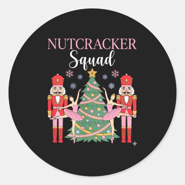 Sticker Rond Nutcracker Ballet Christmas Ballerina Nk Dance Squ (Devant)