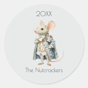 Sticker Rond Nutcracker de Noël Souris King Aquarelle