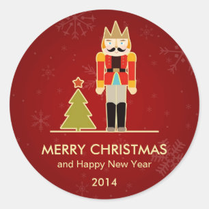 Sticker Rond Nutcracker Joyeux Noël et Bonne Année 2014