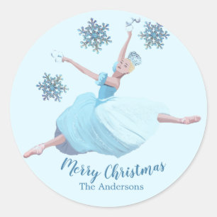 Sticker Rond Nutcracker Noël Ballerina Snowflakes