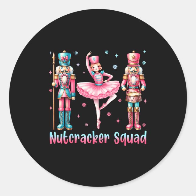 Sticker Rond Nutcracker Squad Ballet Dance Merry Christmas Wome (Devant)