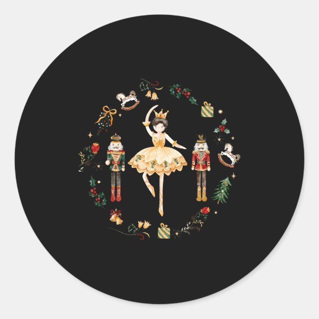 Sticker Rond Nutcracker Sugar Plum Fairy Winter Birthday Baby  (Devant)