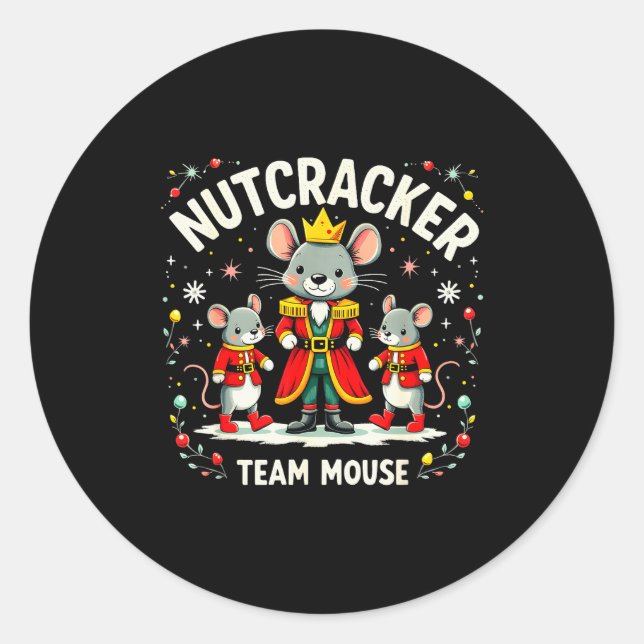 Sticker Rond Nutcracker Team Mouse Christmas Ballet Gift Merry  (Devant)