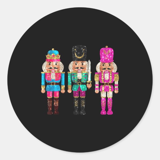 Sticker Rond Nutcrackers Merry Christmas Funny Xmas Men Women  (Devant)