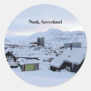 Sticker Rond Nuuk, Groenland photo paysage