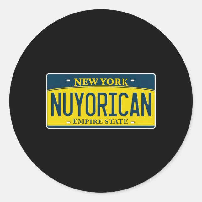 Sticker Rond Nuyorican Puerto Rican Ny New York US License Plat (Devant)