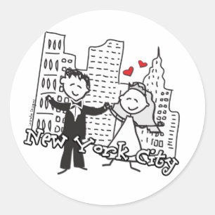 Sticker Rond NYC Mariage de mariée et de chambre