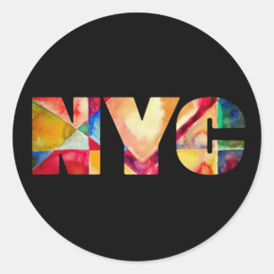 Sticker Rond NYC New York City Artsy Aquarelle colorée tendance