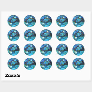 Sticker Rond Nymphéas (bleus) de Claude Monet