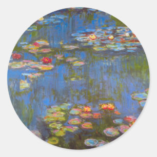 Sticker Rond Nymphéas par Claude Monet, Art de la Nature Vintag