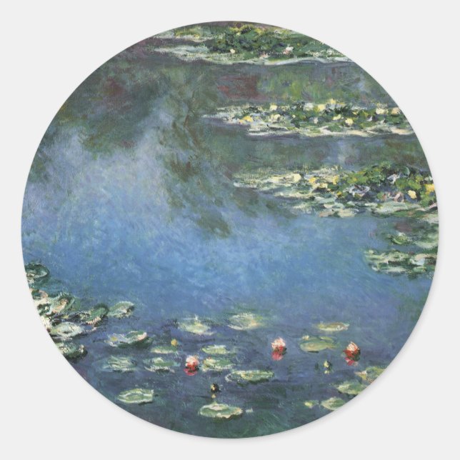 Sticker Rond Nymphéas par Claude Monet, Fleurs Vintage (Devant)