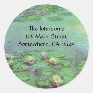 Sticker Rond Nymphéas par Claude Monet, Impressionnisme Vintage