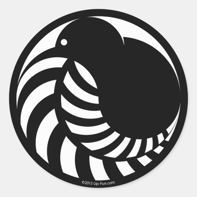 Sticker Rond NZ Kiwi / Silver Fern Emblem (Devant)