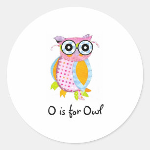 Sticker Rond O est pour le hibou