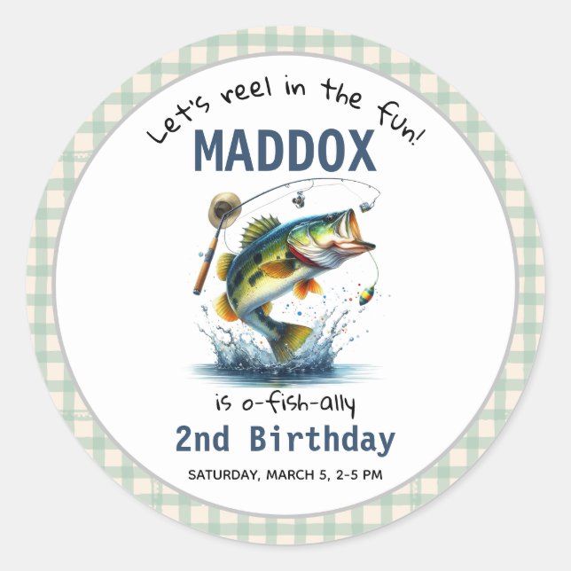Sticker Rond O-Fish-Ally Deux pêcheurs 2e anniversaire (Devant)