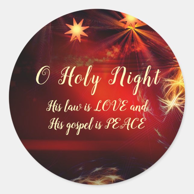 Sticker Rond O Holy Night, His law is LOVE, Christmas Carol (Devant)