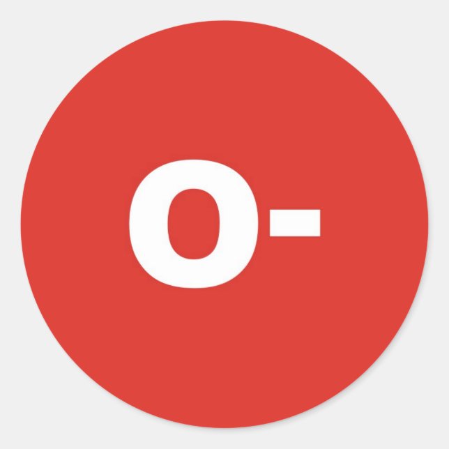 Sticker Rond O- Sanguin / Groupe Rh (Rhésus) Négatif (Devant)