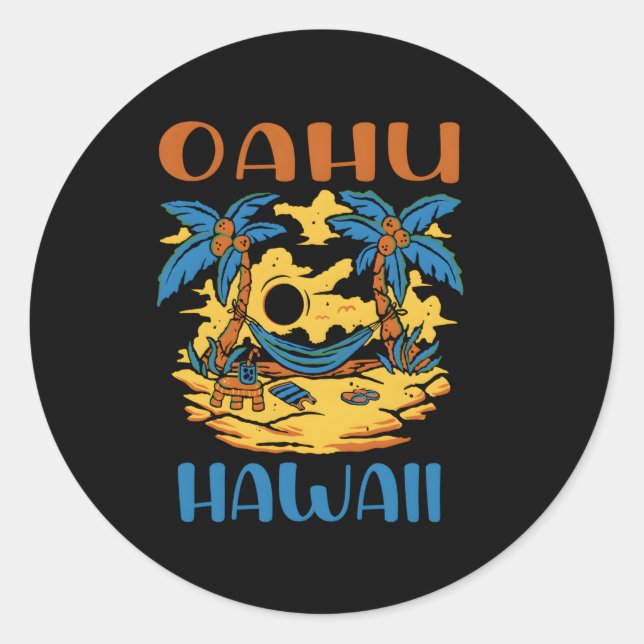 Sticker Rond Oahu Hawaii Travel (Devant)