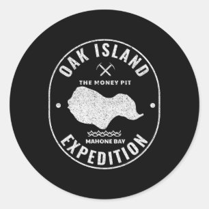 Sticker Rond Oak Island Expédition Treast Hunt Retro Mystery