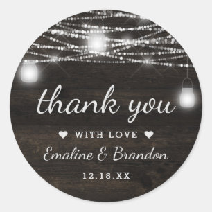 Sticker Rond Oak Ridge Rustique Marron Foncé Bois Mariage Merci