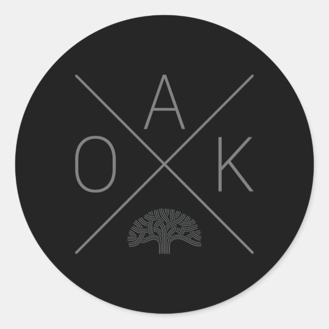Sticker Rond Oak Tree Cross Grey Oakland Californie (Devant)