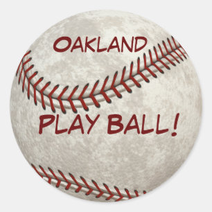 Sticker Rond Oakland Baseball Jouer Ball! Histoire américaine