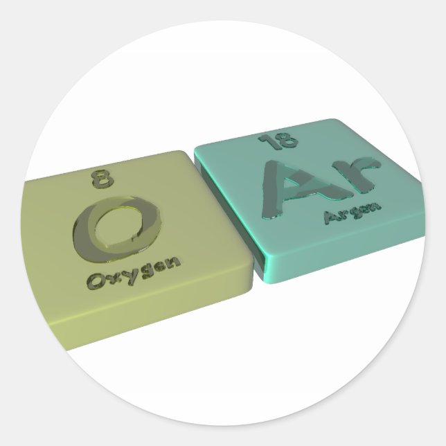 Sticker Rond Oar comme O Oxygen et Ar Argon (Devant)