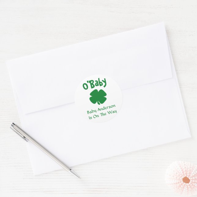 Sticker Rond O'Baby St Patrick's Day Baby shower (Enveloppe)