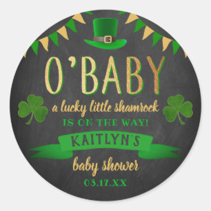 Sticker Rond O'Baby St. Patrick's Day Baby shower