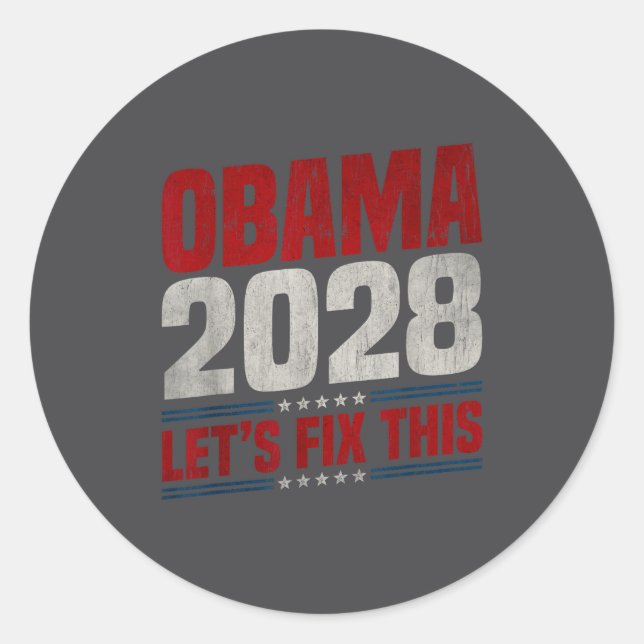 Sticker Rond Obama 2028 Let's Fix This Obama 48th President (Devant)