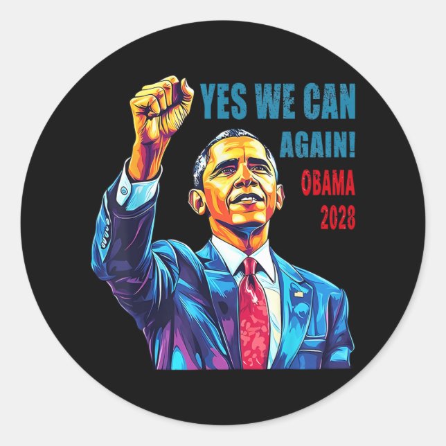 Sticker Rond Obama 2028 Oui Nous pouvons à nouveau Obama 48ème  (Devant)