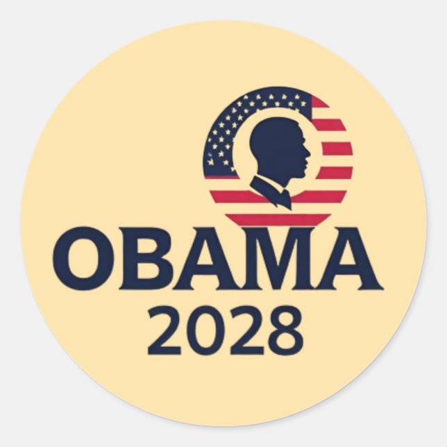 Sticker Rond Obama 2028 - Réélection de Barack Obama (Devant)