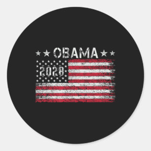 Sticker Rond Obama 2028 Retro Vintage Us Drapeau Patriotique Po