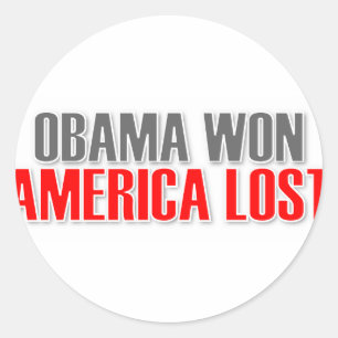 Sticker Rond Obama a gagné l'Amérique perdue