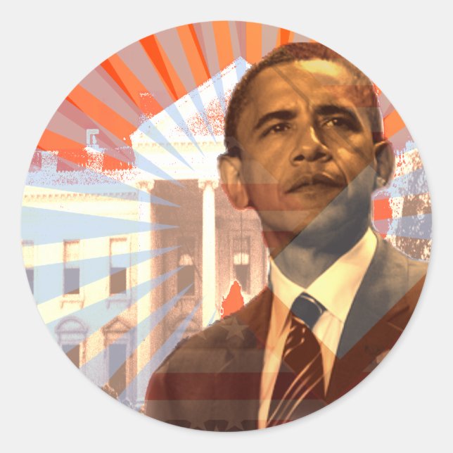 Sticker Rond Obama change (Devant)