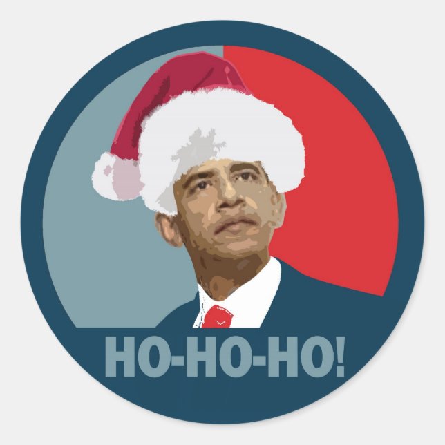 Sticker Rond Obama Christmas Ho Ho Ho (Devant)