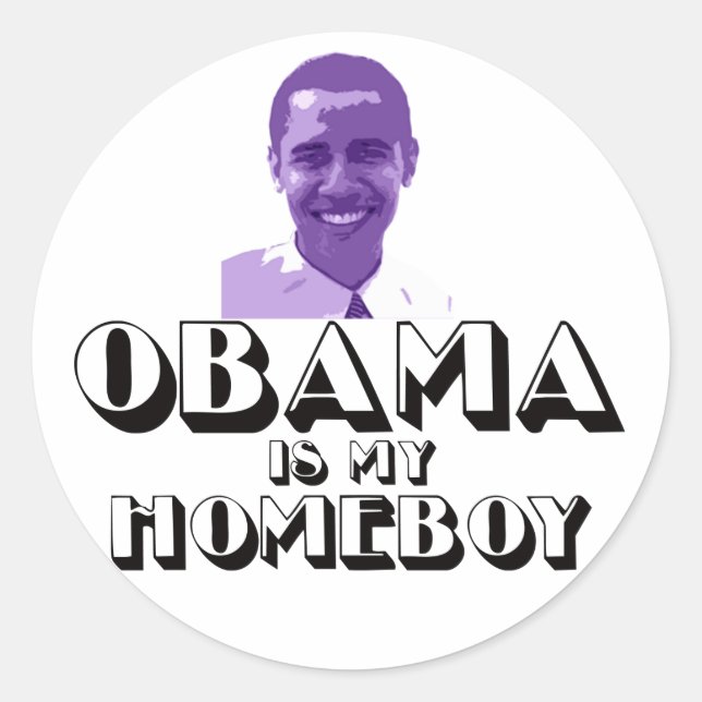 Sticker Rond Obama est mon héros (Devant)