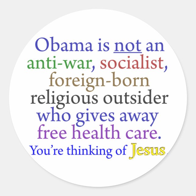 Sticker Rond Obama et Jésus (Devant)